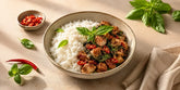15-Minute Basil Chicken Jasmine Rice Bowl