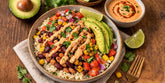Zesty Bean Burrito Bowls with Creamy Chipotle Dressing
