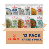 Eat Regal Rice Variety Pack – 12 Pouches (8.8 oz Each) | 6 Flavors (2 Each): Spanish, Thai Jasmine, Long Grain, Cilantro Lime, Mexican, Veg Fried | Ready in 90 Sec | Non-GMO, Gluten-Free - Regal Kitchen Store