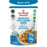 Eat Regal Brown Rice and 5 Ancient Grains – Nutritious & Wholesome, Ready in 90 Seconds, 8.8 oz Each (6-Pack, Total 52.8 oz) - Regal Kitchen Store
