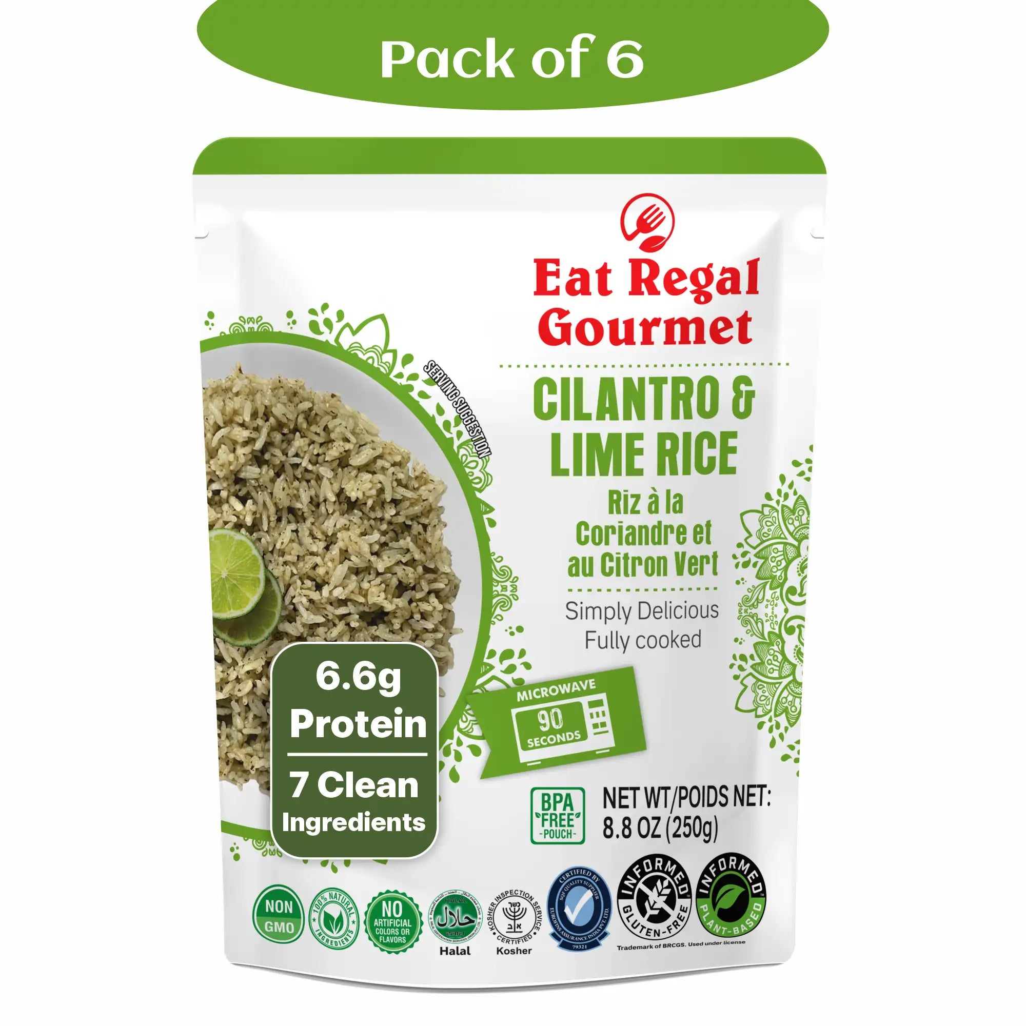 Eat Regal Cilantro & Lime Microwave Rice - Ready In 90 Seconds - Regal Kitchen Foods USA LLC