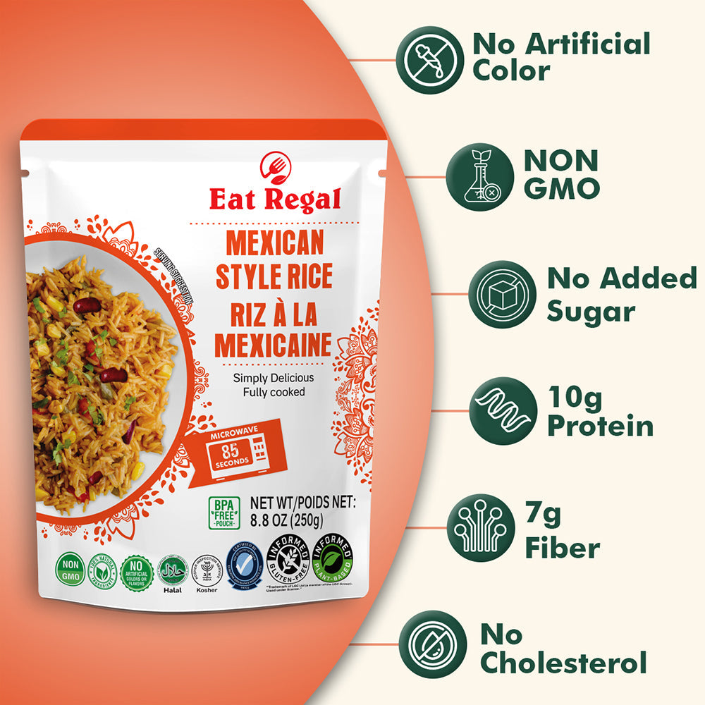 Eat Regal Mexican Style Rice – Ready in 85 Seconds, 8.8 oz Each (Pack of 7) | Perfect Side Dish or Meal - Regal Kitchen Store