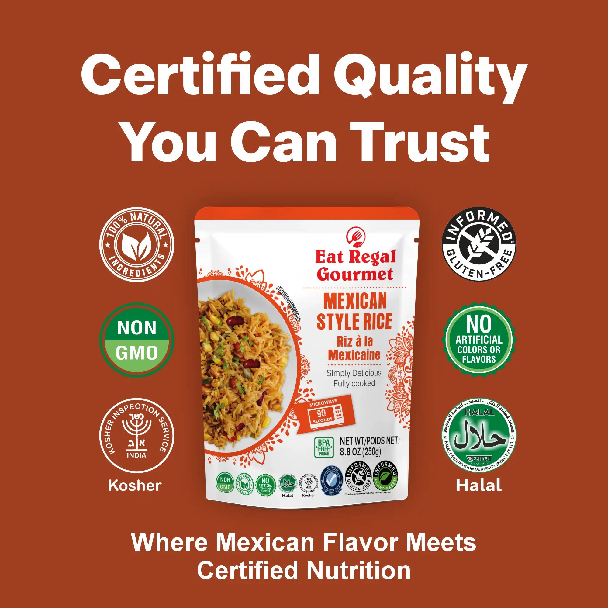 Eat Regal Mexican Style Rice – Ready in 85 Seconds, 8.8 oz Each (Pack of 7) | Perfect Side Dish or Meal - Regal Kitchen Store