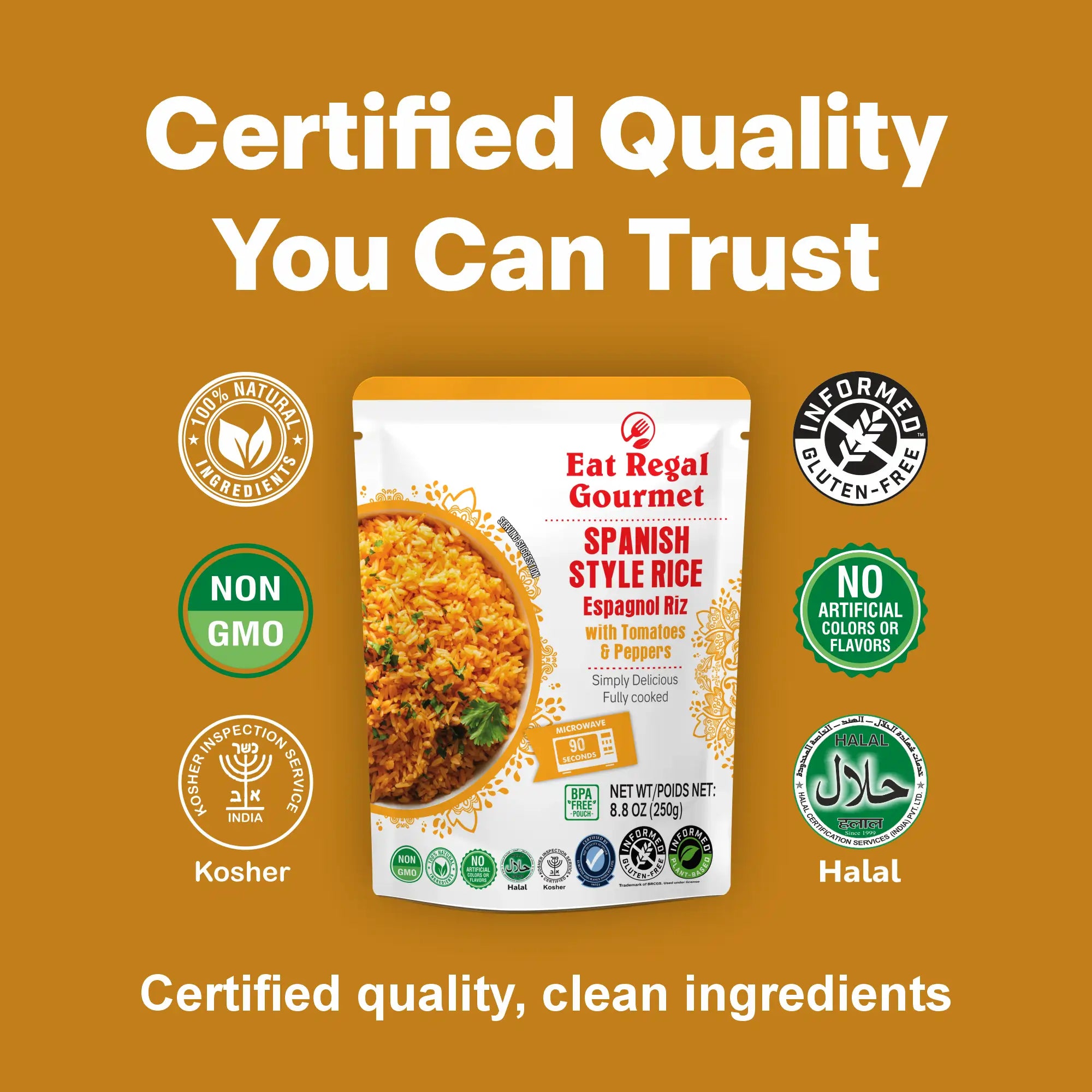 Eat Regal Spanish Rice – Ready-to-Eat, 8.8 oz Each (Pack of 6), Total 52.8 oz | Quick Side Dish in 90 Seconds - Regal Kitchen Store