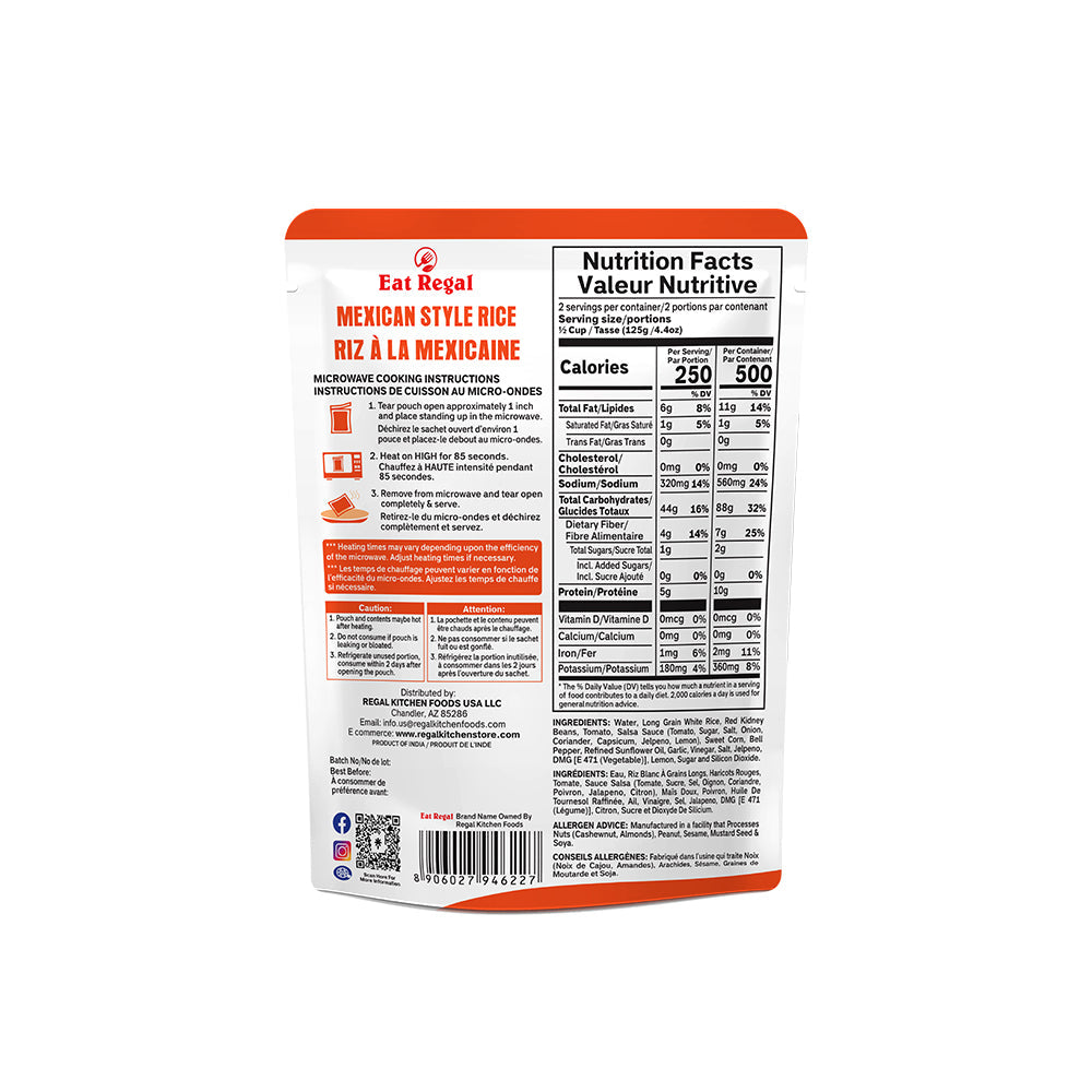 Eat Regal Mexican Style Microwave Rice - Ready in 90 Seconds - Regal Kitchen Foods USA LLC