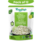 Reganic Organic Cilantro & Lime Rice from Regal Kitchen Foods, ready-to-eat organic rice pack of 12 with fresh cilantro and lime flavor
