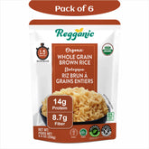 Pack of six Regal Kitchen Foods USA LLC Regganic Organic Whole Grain Brown Rice, 8.8 oz each, long grain, ready-to-eat organic rice