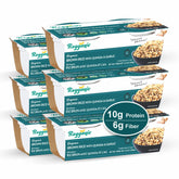 Ready-to-eat organic brown rice with quinoa and garlic in 2 individual cups, part of a pack of 6 from Regal Kitchen Foods USA.