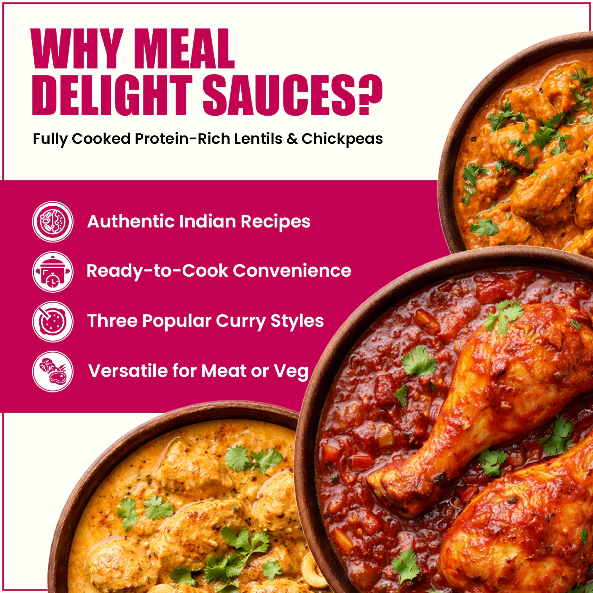 Assorted Regal Kitchen Store Indian Curry Simmer Sauces 6-pack with Tikka Masala, Korma, and Butter Chicken flavors in 12.6 oz bottles.