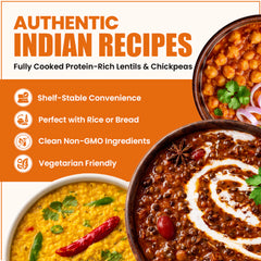 Meal Delight Dal Makhani, Dal Tadka & Chana Masala, Ready to Eat Indian Meals, Variety Pack of 6, Heat & Eat in 1.5 Minutes, No Preservatives, Shelf Stable, No Artificial Colors or Flavors Variety 6 Pack , 10 oz - Regal Kitchen Store