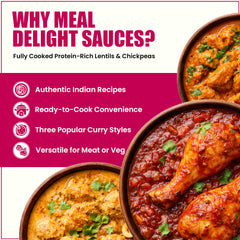 Meal Delight Indian Curry Simmer Sauce Variety – 6-Pack (12.6 oz) | 2 Each: Tikka Masala, Korma, Butter Chicken - Regal Kitchen Store