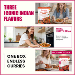 Meal Delight Indian Curry Simmer Sauce Variety – 6-Pack (12.6 oz) | 2 Each: Tikka Masala, Korma, Butter Chicken - Regal Kitchen Store