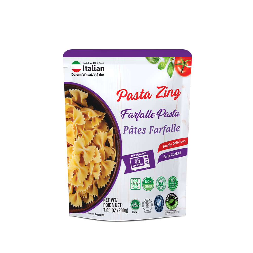 Pasta Zing Farfalle Pasta - Ready in 60 Seconds - Regal Kitchen Foods USA LLC