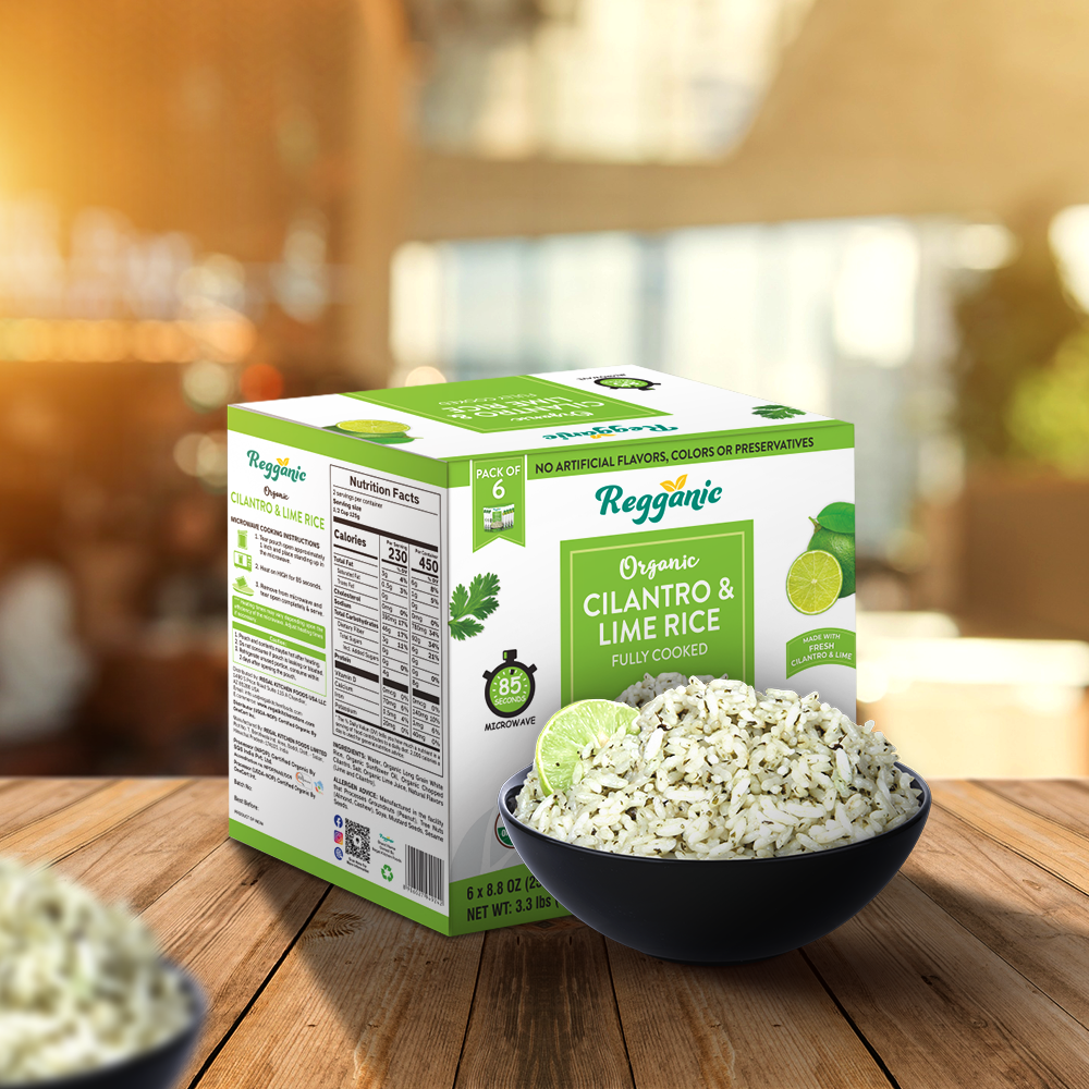 Reganic Organic Cilantro & Lime Rice, Ready in 90 seconds - Regal Kitchen Foods USA LLC