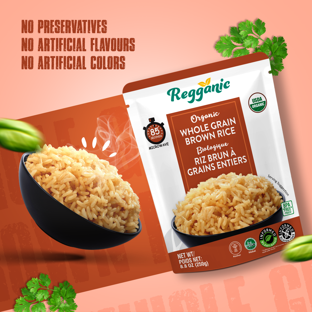 Reganic Organic Whole Grain Brown Rice(Pack of 6) - Regal Kitchen Foods USA LLC