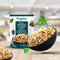 Reganic Organic Brown Rice with Quinoa & Garlic, Ready to Eat, 8.8 oz (Pack of 6) - Regal Kitchen Foods USA LLC