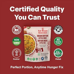 Eat Regal Ready-to-Eat Rice Variety Pack – Jasmine Rice & Indian Biryani Style Rice | High Protein Microwave Rice, Ready in 1.5 Minutes | Non-GMO, Gluten-Free, Halal & Kosher | 8.8 oz (Pack of 12)