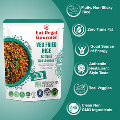 Eat Regal Ready-to-Eat Rice Variety Pack – Veg Fried Rice & Red Beans & Rice | High Protein Microwave Meals, Ready in 1.5 minutes | Gluten-Free, Halal & Kosher, BPA-Free, 8.8 oz (Pack of 12)