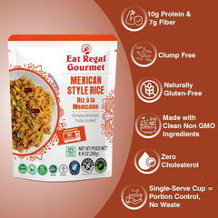 Eat Regal Ready-to-Eat Rice Variety Pack – Spanish Style & Mexican Style Rice (6) | High Protein & Fiber, Microwave in 1.5 Minutes| Gluten-Free, Non-GMO, BPA-Free | 8.8 oz (Pack of 12)