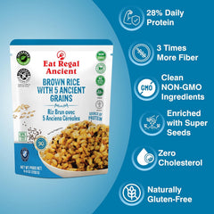 Eat Regal Ready-to-Eat Rice Variety Pack – Brown Rice with Quinoa & Brown Rice with 5 Ancient Grains (6 Each) | High Protein & Fiber, Microwave in 1.5 Minutes | Vegan, Gluten-Free, Non-GMO | 8.8 oz (Pack of 12)