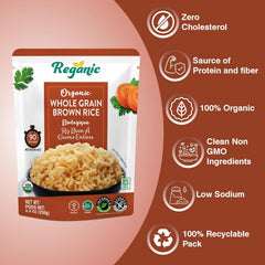 Reganic Organic Rice Variety Pack – Whole Grain Brown Rice & Cilantro Lime Rice (6 Each) | High Protein, High Fiber, Ready in 1.5 Minutes | USDA Organic, Vegan, Gluten-Free, Non-GMO | 8.8 oz (Pack of 12)