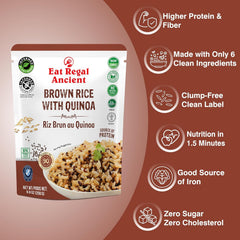 Eat Regal Ready-to-Eat Rice Variety Pack – Brown Rice with Quinoa & Brown Rice with 5 Ancient Grains (6 Each) | High Protein & Fiber, Microwave in 1.5 Minutes | Vegan, Gluten-Free, Non-GMO | 8.8 oz (Pack of 12)