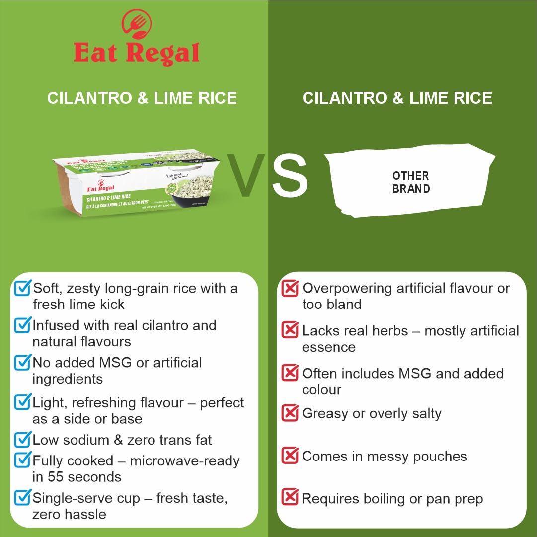 Eat Regal Gourmet Cilantro & Lime Rice, 8.8 oz Cups, Pack of 6, Non-GMO - Regal Kitchen Store