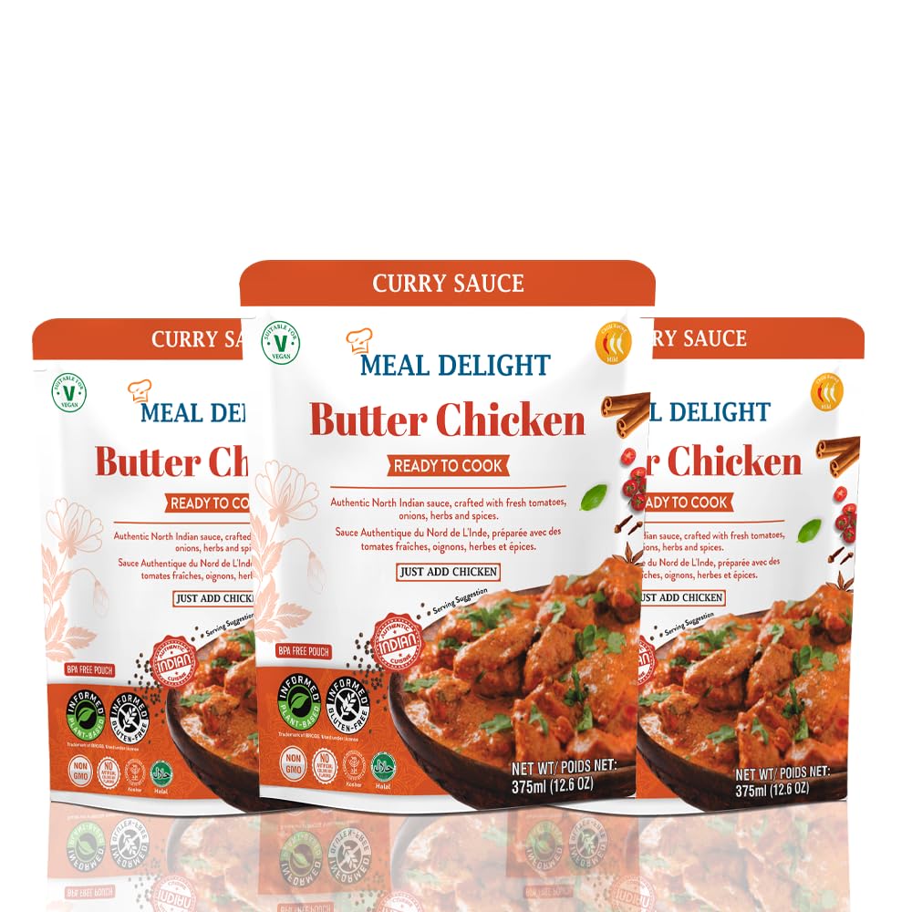 Meal Delight Butter Chicken Gluten Free Simmer Sauce, 20-Minute Indian Curry, 12.6 oz Shelf Stable - Regal Kitchen Store