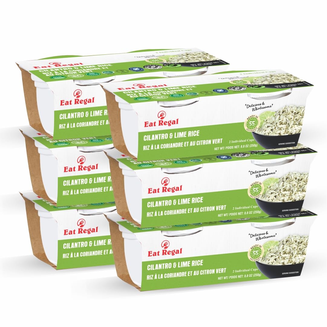 Eat Regal Gourmet Cilantro & Lime Rice, 8.8 oz Cups, Pack of 6, Non-GMO - Regal Kitchen Store