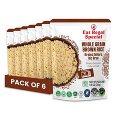Eat Regal Ready to Eat Whole Grain Brown Rice Microwavable Pack of 6,8.8oz | Ready Rice in 90 Seconds | Heat and Eat | Precooked Rice | Ready to Eat | Side Dish - Regal Kitchen Store