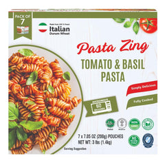 Pasta Zing Tomato & Basil Pasta, Pack of 7, 7.05 Ounce | Ready To Eat in 60 Sec | Made with 100% Italian Durum Wheat | Natural Ingredients | Classic & Flavorful | Easy Meal & Side Dish - Regal Kitchen Store