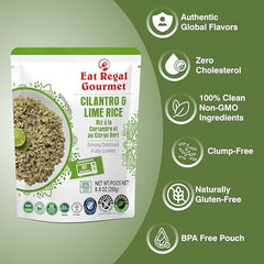Eat Regal Ready-to-Eat Rice Variety Bundle – Cilantro & Lime Rice + Long Grain White Rice | Fully Cooked Microwave Rice in 1.5 Minutes | Non-GMO, Gluten-Free, BPA-Free Pouches | 8.8 oz (Pack of 12)
