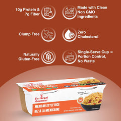 Eat Regal Ready-to-Eat Rice Cups Variety Pack – Long Grain White Rice (6), Mexican Style Rice (6) & Spanish Style Rice (6) | High Protein & Fiber, Ready in 1 Minute| Vegan, Gluten-Free, Non-GMO | 8.8 oz (2x125g) Cups