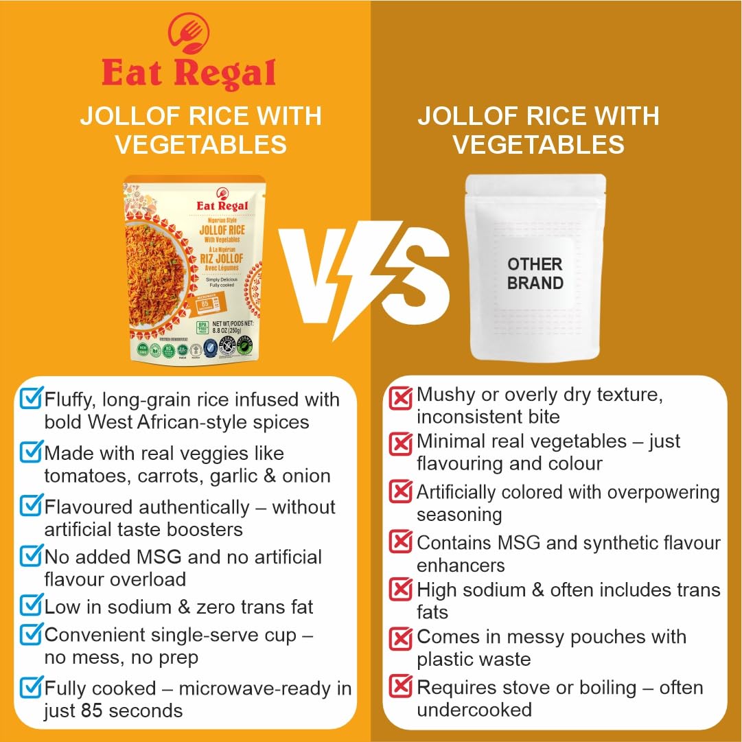 Eat Regal Jollof Rice with Vegetables, 8.8 Ounce, Pack of 6 - Regal Kitchen Store