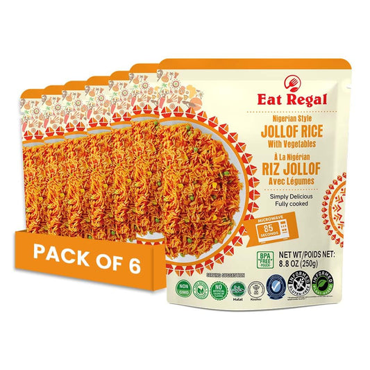 Eat Regal Jollof Rice with Vegetables, 8.8 Ounce, Pack of 6 - Regal Kitchen Store 1000