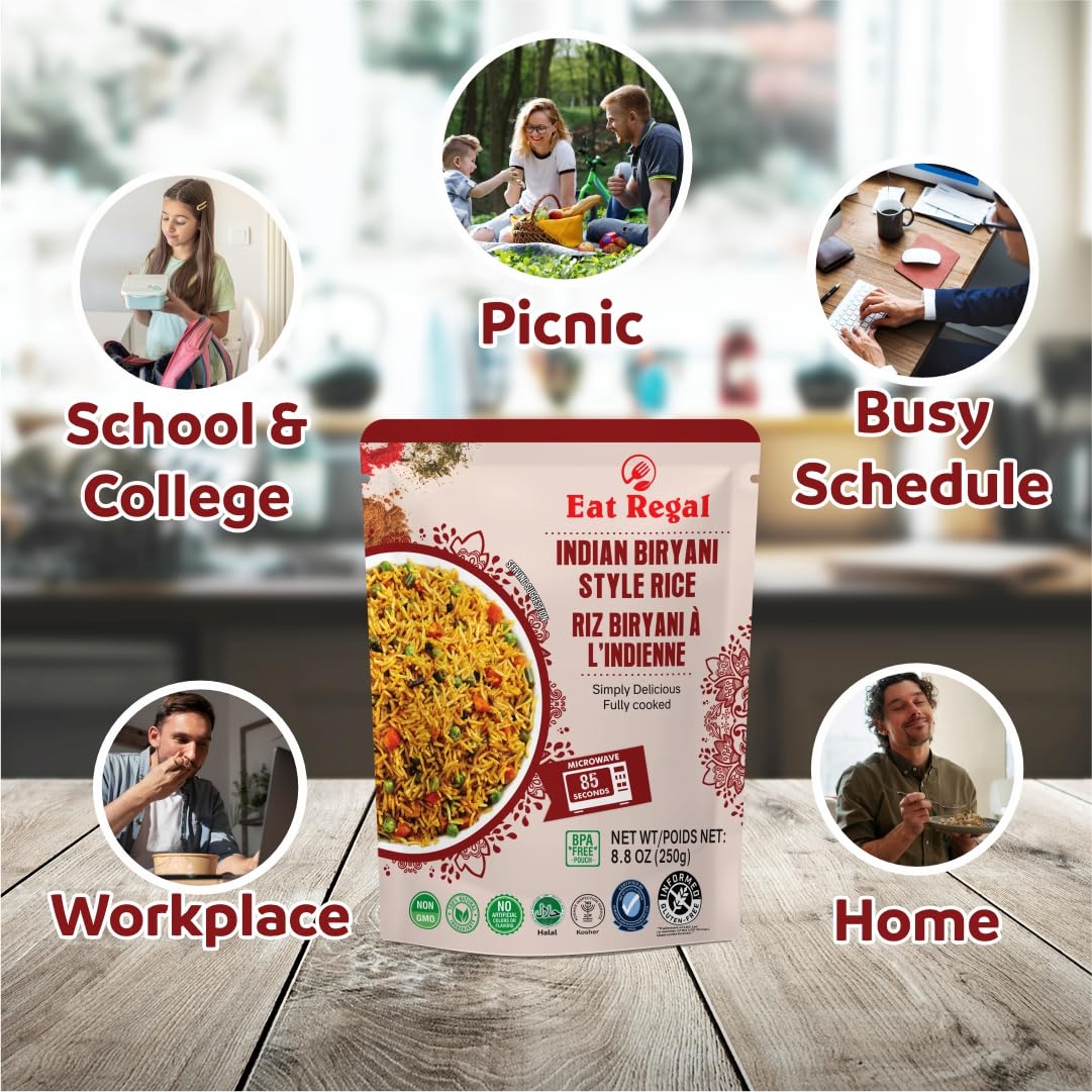 Eat Regal Indian Biryani Style Rice, 8.8 Ounce, (Pack of 6) - Regal Kitchen Store