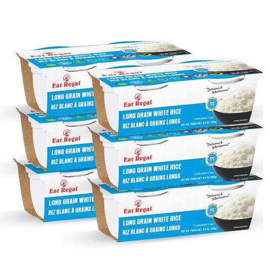 Eat Regal Special Long Grain White Rice, Ready in 60 Seconds, 2 Individual Cups, Pack of 6, 8.8 oz - Regal Kitchen Store 1080