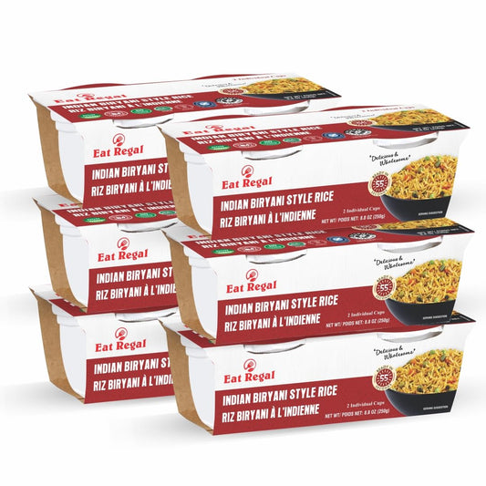 Eat Regal Gourmet Indian Biryani Style Rice, Ready-to-Heat Cups, 8.8 oz, Pack of 6 - Regal Kitchen Store 1080