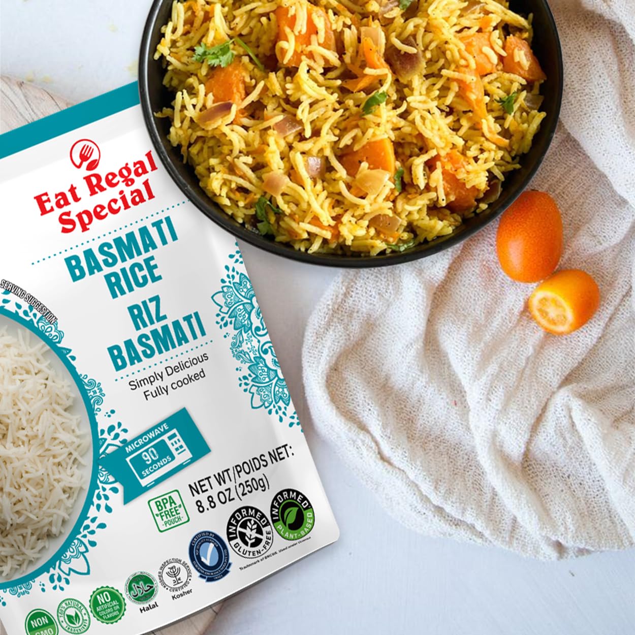 Eat Regal Basmati Rice – Fully Cooked, Microwaveable in 90 Seconds, Ready-to-Eat Precooked Basmati Rice, Non-GMO & Delicious (Pack of 6, 8.8 oz) - Regal Kitchen Store