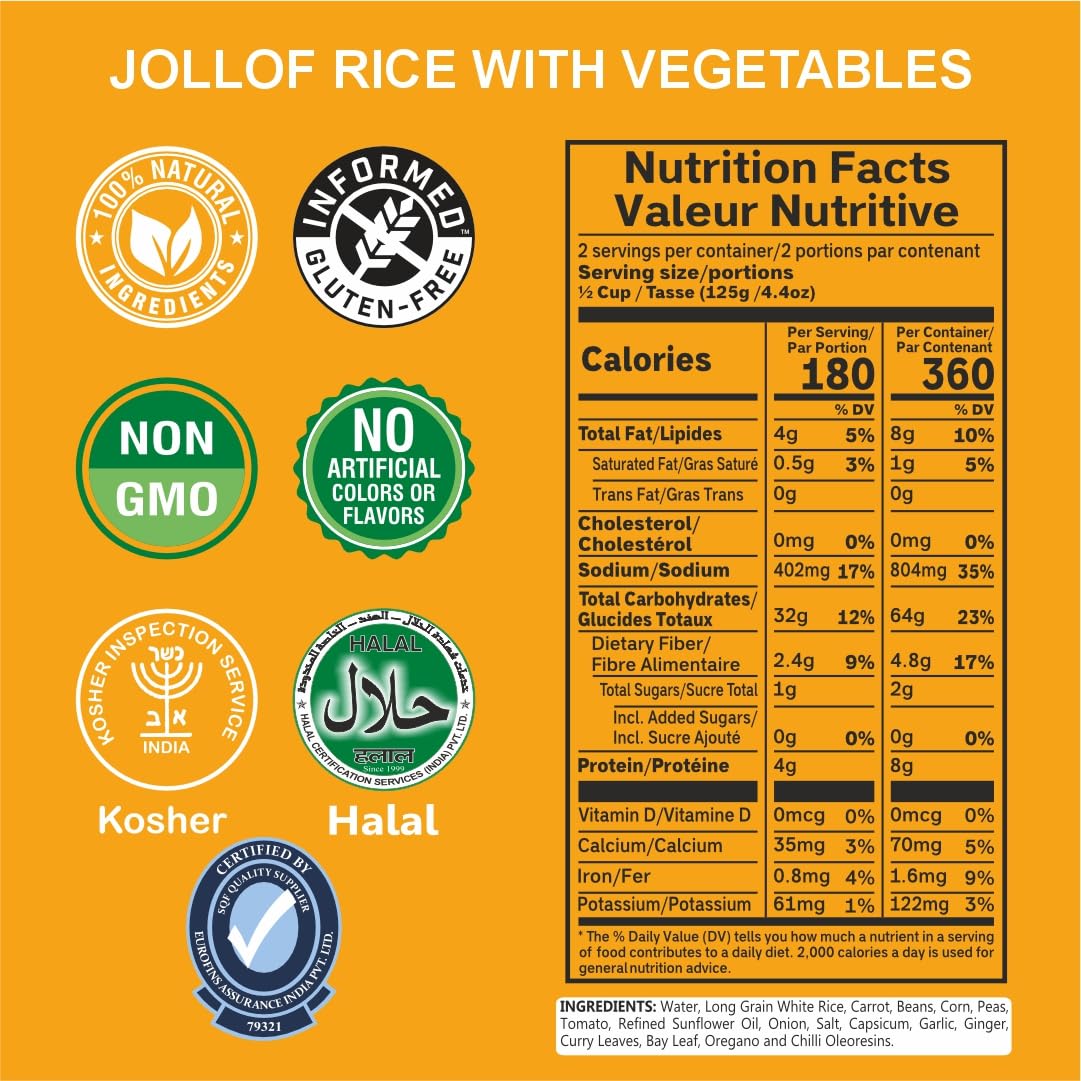 Eat Regal Jollof Rice with Vegetables, 8.8 Ounce, Pack of 6 - Regal Kitchen Store