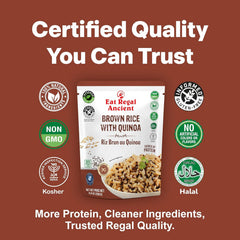 Eat Regal Ready-to-Eat Rice Variety Pack – Brown Rice with Quinoa & Brown Rice with 5 Ancient Grains (6 Each) | High Protein & Fiber, Microwave in 1.5 Minutes | Vegan, Gluten-Free, Non-GMO | 8.8 oz (Pack of 12)
