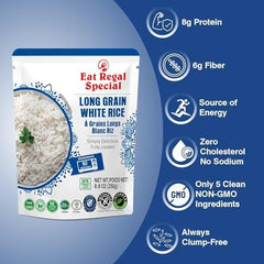 Eat Regal Ready-to-Eat Rice Variety Bundle – Cilantro & Lime Rice + Long Grain White Rice | Fully Cooked Microwave Rice in 1.5 Minutes | Non-GMO, Gluten-Free, BPA-Free Pouches | 8.8 oz (Pack of 12)