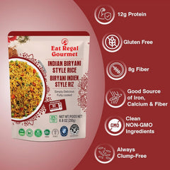 Eat Regal Ready-to-Eat Rice Variety Pack – Jasmine Rice & Indian Biryani Style Rice | High Protein Microwave Rice, Ready in 1.5 Minutes | Non-GMO, Gluten-Free, Halal & Kosher | 8.8 oz (Pack of 12)