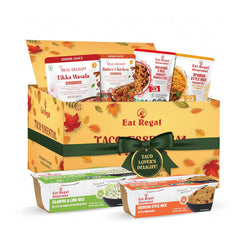 Eat Regal Taco Essentials Variety Pack (6 Items) — Limited Edition Holiday Gift Box with Sauces & Ready Rice for Quick Taco Recipes | Heat and Eat| Microwaveable| Ready in Minutes