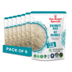 Eat Regal Basmati Rice – Fully Cooked, Microwaveable in 90 Seconds, Ready-to-Eat Precooked Basmati Rice, Non-GMO & Delicious (Pack of 6, 8.8 oz) - Regal Kitchen Store