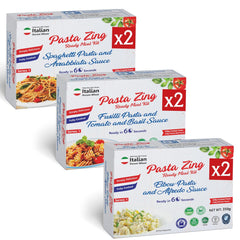 2X Elbow Pasta and Alfredo Sauce + 2X Fusilli Pasta and Tomato and Basil Sauce + 2X Spaghetti Pasta and Arrabbiata Sauce - Regal Kitchen Foods USA LLC