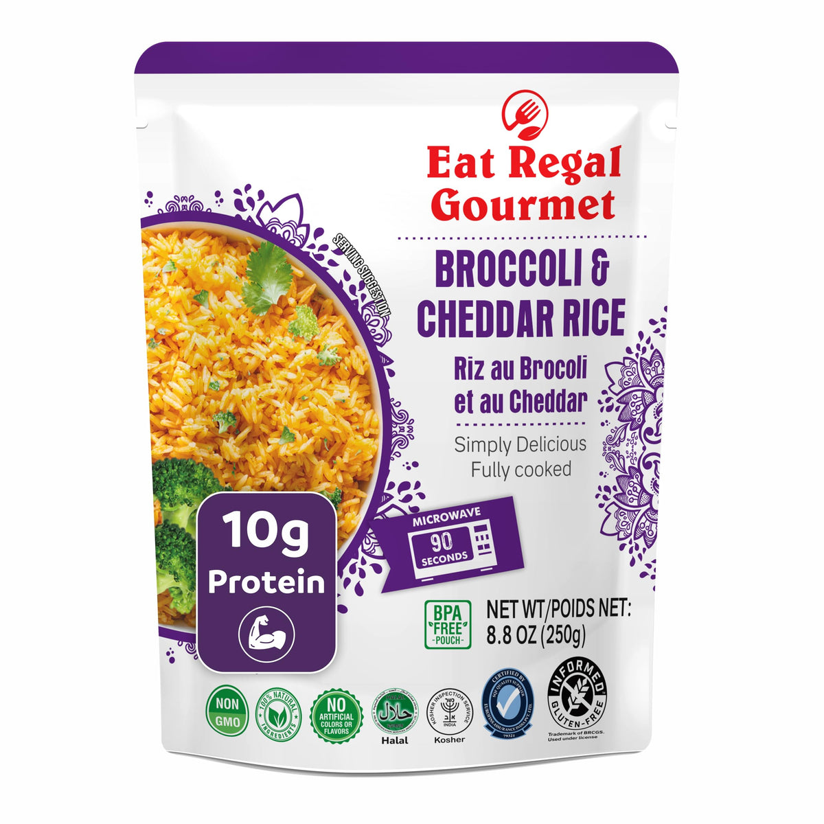 Eat Regal Broccoli & Cheddar Flavored Rice – Creamy, Savory & Ready in 90 Seconds, 8.8 oz Each (12-Pack, Total 105.6 oz) - Regal Kitchen Store