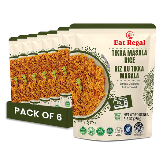 Eat Regal Gourmet Tikka Masala Rice, Ready in 90 Seconds, 8.8 oz, Pack of 6 - Regal Kitchen Store 1500