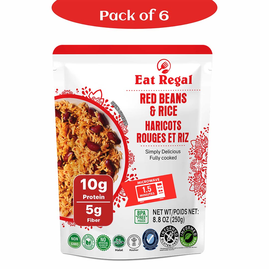 Eat Regal Red Beans & Rice , 8.8 Ounce, (Pack of 6) ready in  1.5 Minutes- Regal Kitchen Store