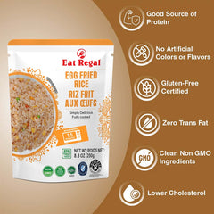 Eat Regal Gourmet Egg Fried Rice, 8.8 oz Pouches, Pack of 6, Microwave Ready, Halal - Regal Kitchen Store